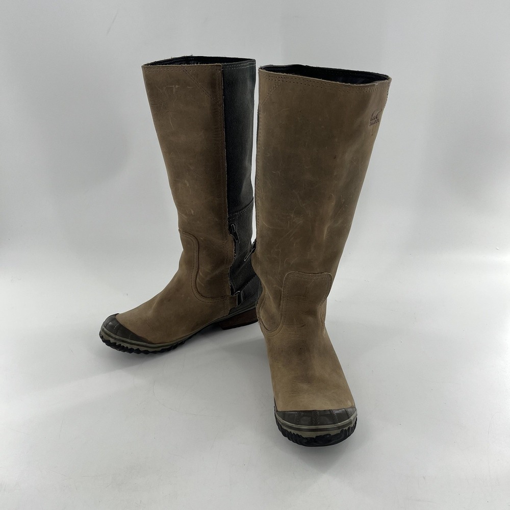 Sorel‎ Slimboot Tall Womens 7.5 M Brown Gray Tall Riding Waterproof Mucker Suede